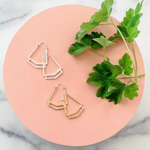 Handcrafted Gold Geometric Hoop Earrings – Minimalist Cleo Design | Made in USA Sarah Cecelia  EARRINGS