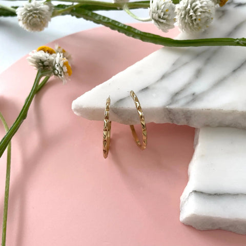 Handcrafted Gold Hoop Earrings – Artistic Textured Design | Made in USA Sarah Cecelia  EARRINGS
