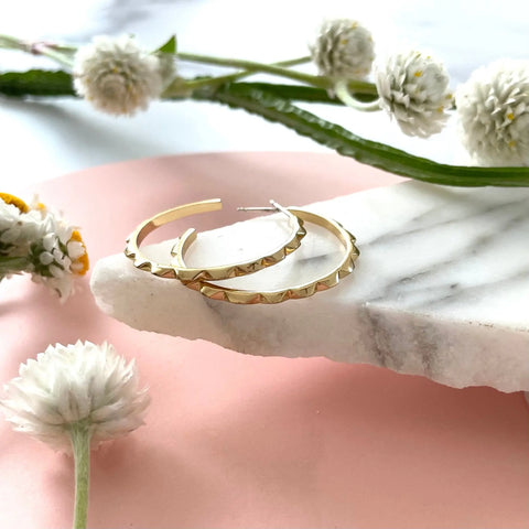 Handcrafted Gold Hoop Earrings – Artistic Textured Design | Made in USA Sarah Cecelia  EARRINGS