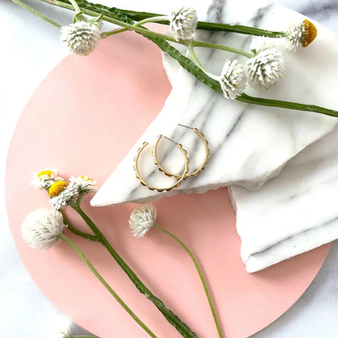 Handcrafted Gold Hoop Earrings – Artistic Textured Design | Made in USA Sarah Cecelia  EARRINGS