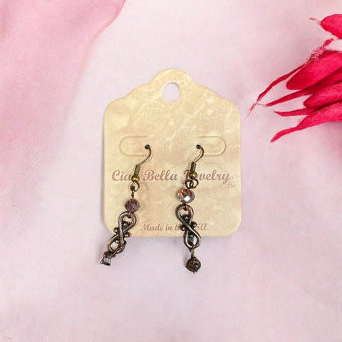 Handcrafted Gold-Tone Swirl Dangle Earrings with Green Crystal Beads – Elegant Jewelry | Made in USA Michelle Marie Boutique  Earrings