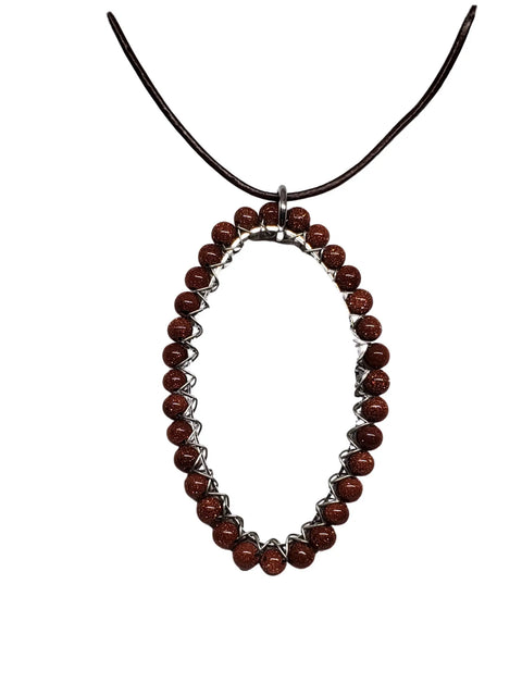 Handcrafted Goldstone Oval Pendant Necklace – Dainty Gemstone Jewelry Gift | Made in USA with Stainless Steel Chain Michelle Marie Boutique  Necklace