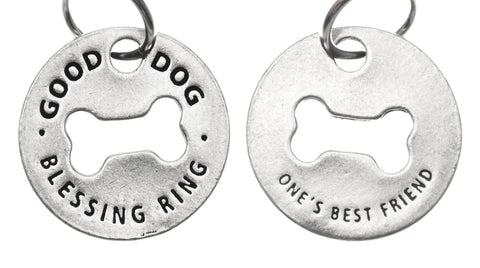 Handcrafted Good Dog Blessing Ring Charm – Recycled Pewter Dog Bone Design | Made in USA, Pocket & Necklace Token Whitney Howard Designs  Blessing Ring