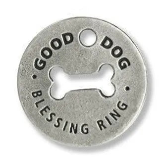 Handcrafted Good Dog Blessing Ring Charm – Recycled Pewter Dog Bone Design | Made in USA, Pocket & Necklace Token Whitney Howard Designs  Blessing Ring