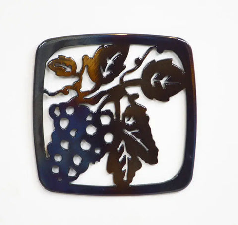 Handcrafted Grape Cluster Metal Coaster – Rustic Tabletop Accent | Made in USA by Veteran-Owned Family Business Knights Home Decor  item