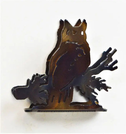 Handcrafted Great Horned Owl Metal Napkin Holder – Rustic Table Decor | Made in USA Knights Home Decor  item