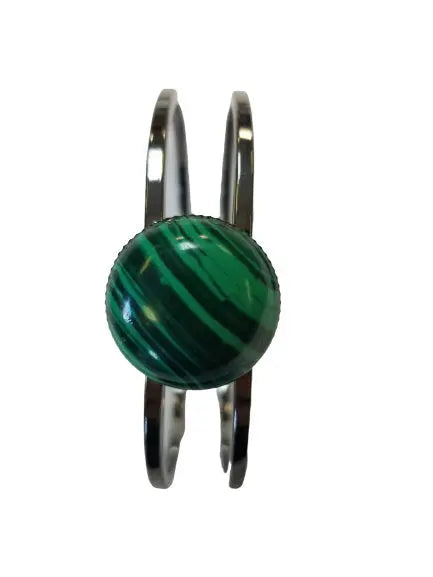 Handcrafted Green Malachite Gemstone Cuff Bracelet – Adjustable 7 to 8 Inch Wrap – Michelle Marie Boutique | Made in USA Michelle Marie Boutique  Bracelet