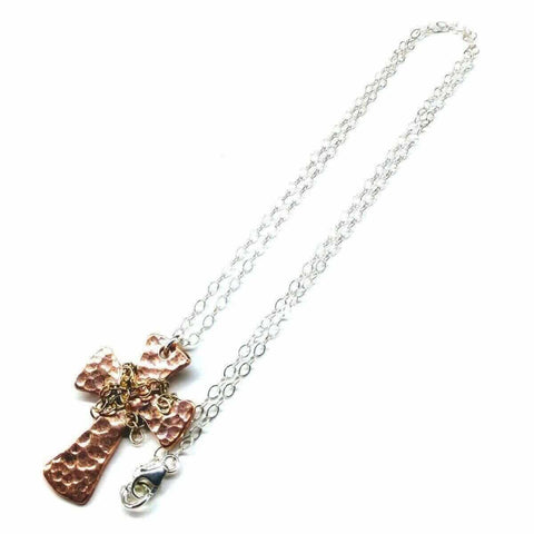 Handcrafted Hammered Copper Cross Necklace – Unisex Faith Jewelry | Made in USA Alexa Martha Designs  Necklace