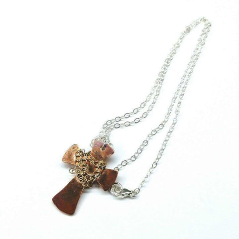 Handcrafted Hammered Copper Cross Necklace – Unisex Faith Jewelry | Made in USA Alexa Martha Designs  Necklace
