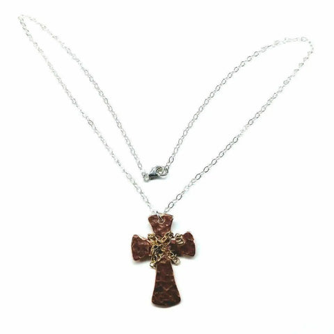 Handcrafted Hammered Copper Cross Necklace – Unisex Faith Jewelry | Made in USA Alexa Martha Designs  Necklace