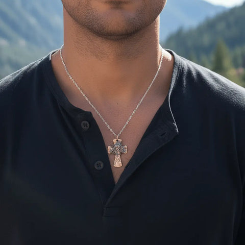 Handcrafted Hammered Copper Cross Necklace – Unisex Faith Jewelry | Made in USA Alexa Martha Designs  Necklace