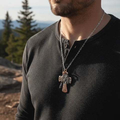 Handcrafted Hammered Copper Cross Necklace – Unisex Faith Jewelry | Made in USA Alexa Martha Designs  Necklace