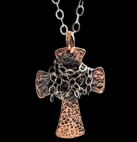 Handcrafted Hammered Copper Cross Necklace – Unisex Faith Jewelry | Made in USA Alexa Martha Designs  Necklace