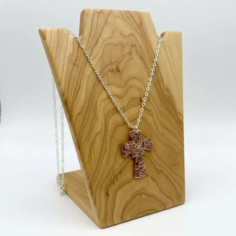 Handcrafted Hammered Copper Cross Necklace – Unisex Faith Jewelry | Made in USA Alexa Martha Designs  Necklace