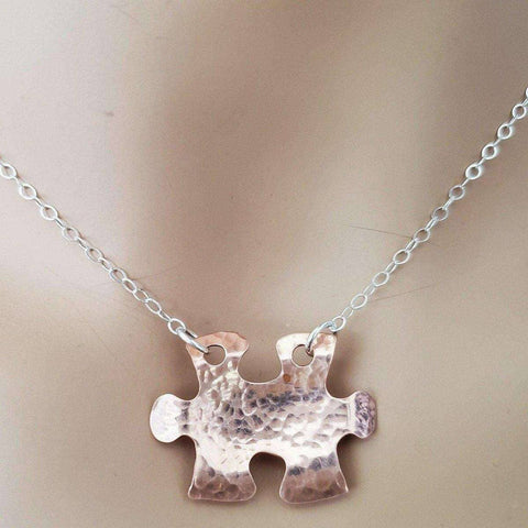 Handcrafted Hammered Copper Puzzle Piece Necklace – Autism Awareness Jewelry | Made in USA Alexa Martha Designs  Necklace