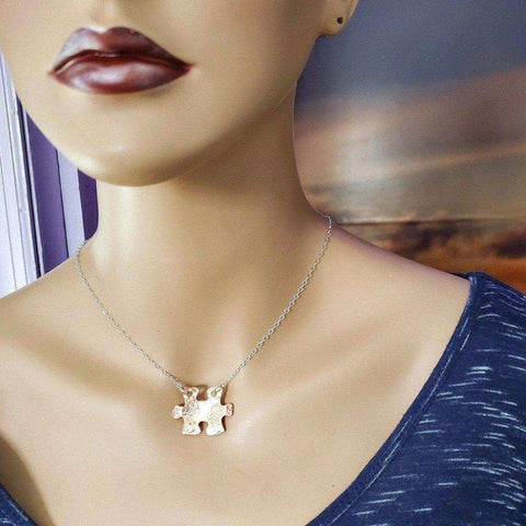 Handcrafted Hammered Copper Puzzle Piece Necklace – Autism Awareness Jewelry | Made in USA Alexa Martha Designs  Necklace