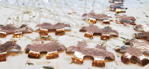 Handcrafted Hammered Copper Puzzle Piece Necklace – Autism Awareness Jewelry | Made in USA Alexa Martha Designs  Necklace