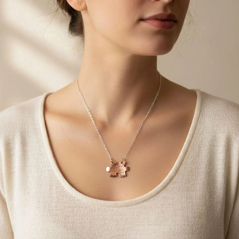 Handcrafted Hammered Copper Puzzle Piece Necklace – Autism Awareness Jewelry | Made in USA Alexa Martha Designs  Necklace