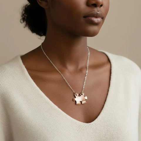 Handcrafted Hammered Copper Puzzle Piece Necklace – Autism Awareness Jewelry | Made in USA Alexa Martha Designs  Necklace