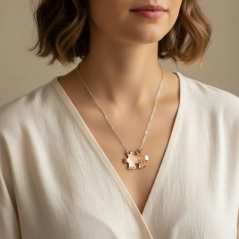 Handcrafted Hammered Copper Puzzle Piece Necklace – Autism Awareness Jewelry | Made in USA Alexa Martha Designs  Necklace