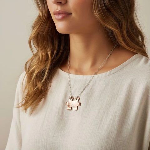 Handcrafted Hammered Copper Puzzle Piece Necklace – Autism Awareness Jewelry | Made in USA Alexa Martha Designs  Necklace