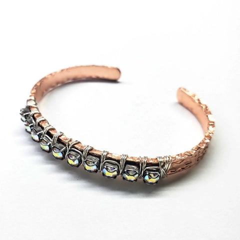 Handcrafted Hammered Copper Rhinestone Crystal Bangles Set – Montana Made Alexa Martha Designs  Bangles /Bracelets