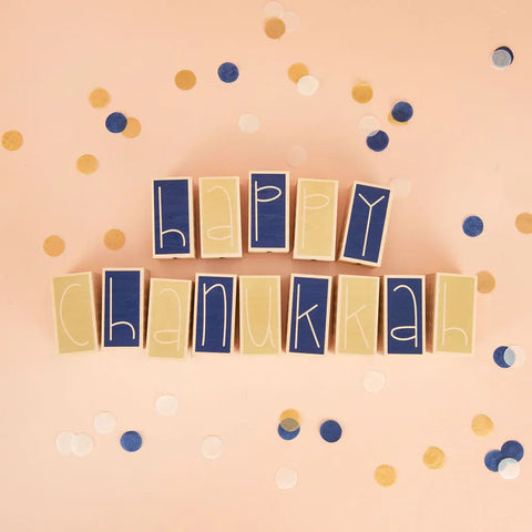 Handcrafted Happy Hanukkah Wood Blocks – 14 Pieces 3.5 Inch – Sustainable Basswood Decor | Made in USA Uncle Goose  Decor