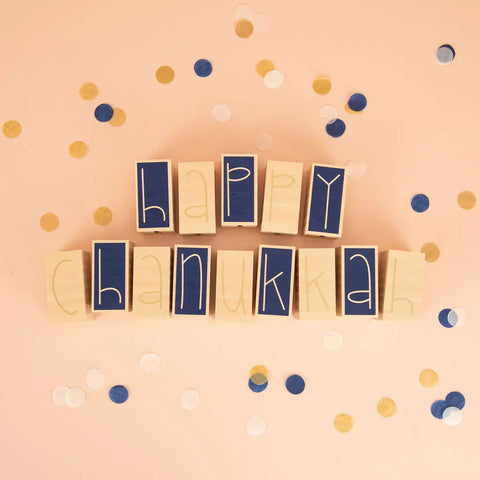 Handcrafted Happy Hanukkah Wood Blocks – 14 Pieces 3.5 Inch – Sustainable Basswood Decor | Made in USA Uncle Goose  Decor