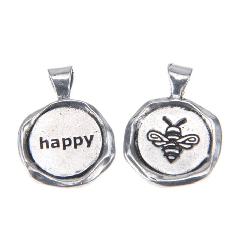 Handcrafted Happy Wax Seal Charm Pendant – Recycled Pewter Bee Design | Whitney Howard Made in USA Whitney Howard Designs  Wax Seals