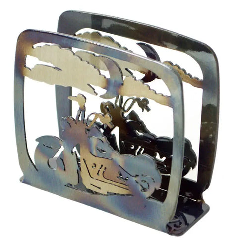 Handcrafted Harley Motorcycle Napkin Holder – Rustic Metal Biker Decor | Made in USA Knights Home Decor  item