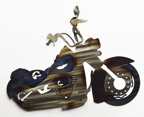 Handcrafted Harley Motorcycle Wall Art – Unique Patina Metal Décor | Made in USA Veteran-Owned Knights Home Decor  item