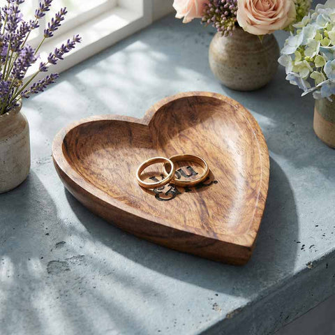 Handcrafted Heart-Shaped Wooden Decorative Bowl – Versatile Home Accent | Made in USA – Maryland Artisan Craft Words with Boards  wood bowl