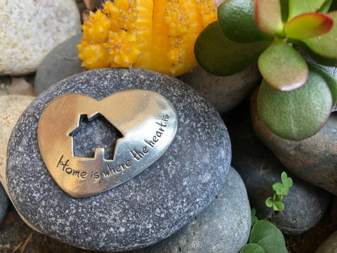 Handcrafted Home Is Where The Heart Is Rock Garden Stone – Unique Housewarming Gift | Made In USA Whitney Howard Designs  Rock Garden