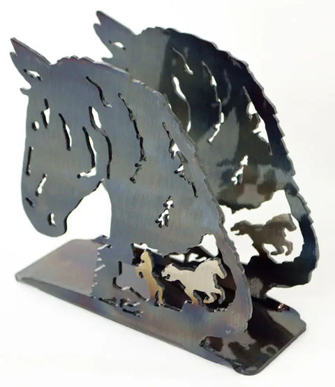 Handcrafted Horse Silhouette Metal Napkin Holder – Rustic Table Decor | Made in USA Knights Home Decor  item
