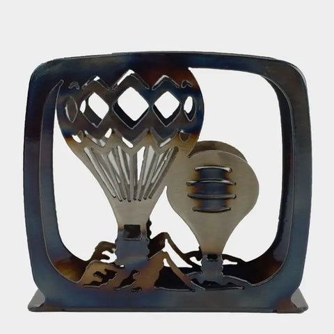 Handcrafted Hot Air Balloon Metal Napkin Holder – Rustic Table Organizer | Made in USA Knights Home Decor  item