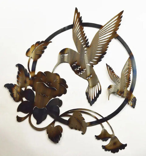 Handcrafted Hummingbird Metal Wall Sculpture – Rustic Heat-Treated Finish | Made in USA Nature Wall Decor Knights Home Decor  item