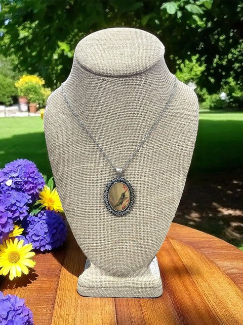 Handcrafted Hummingbird Oval Pendant Necklace 1.5 Inch – Stainless Steel Twist Chain 16 Inch | Made in USA Michelle Marie Boutique  Necklaces