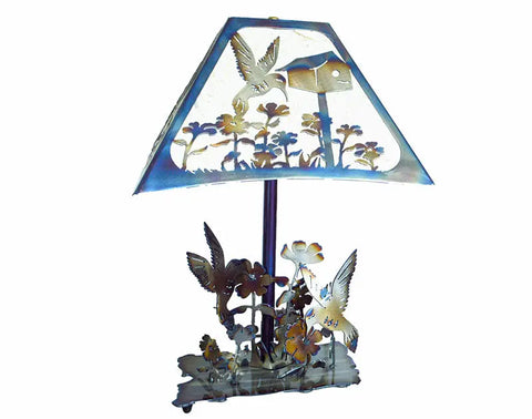 Handcrafted Hummingbird Table Lamp – Metal Floral Accent Lighting | Made in USA Artisan Decor Knights Home Decor  item