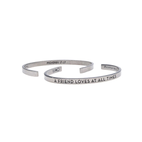 Handcrafted Inspirational Cuff Bracelet – Proverbs 17:17 Quote – Recycled Pewter – Whitney Howard Designs | Made in USA Whitney Howard Designs  Cuff Bracelets