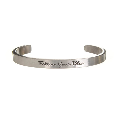 Handcrafted Inspirational Metal Cuff Bracelet – Follow Your Bliss Engraved Quote | Made in USA Whitney Howard Designs  Cuff Bracelets