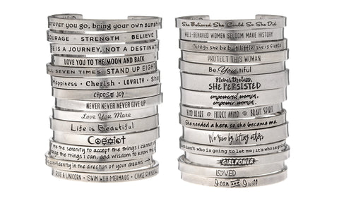 Handcrafted Inspirational Metal Cuff Bracelet – Follow Your Bliss Engraved Quote | Made in USA Whitney Howard Designs  Cuff Bracelets