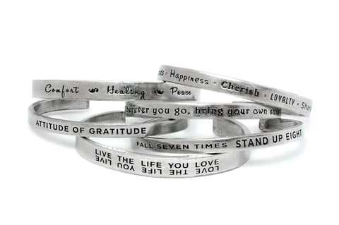 Handcrafted Inspirational Metal Cuff Bracelet – Follow Your Bliss Engraved Quote | Made in USA Whitney Howard Designs  Cuff Bracelets