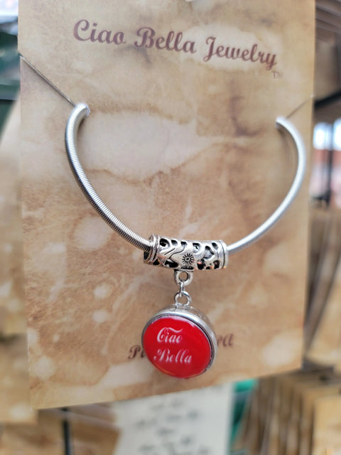 Handcrafted Italian Ciao Bella Stretch Charm Bracelet – Minimalist Red Enamel Pendant | Made in USA Michelle Marie Boutique  Bracelets