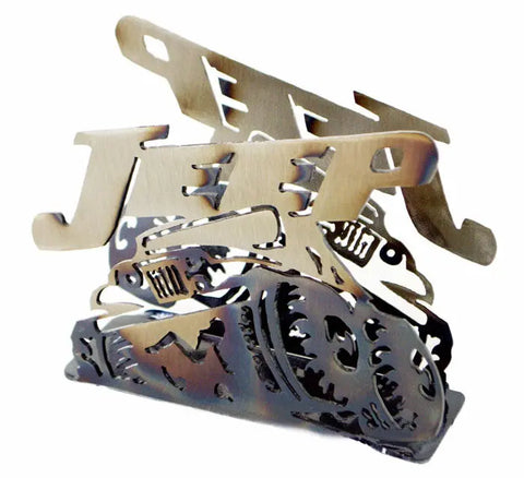 Handcrafted Jeep Steel Napkin Holder – Rustic Heat-Treated Finish | Made in USA Durable Table Decor Knights Home Decor  item