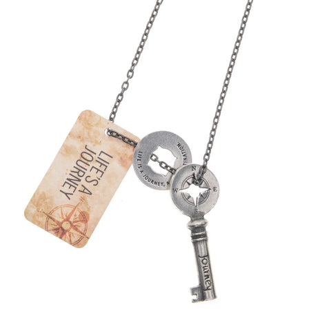 Handcrafted Journey Key Charm Necklace – Recycled Lead-Free Pewter | Inspirational Gift Made in USA Whitney Howard Designs  Keys