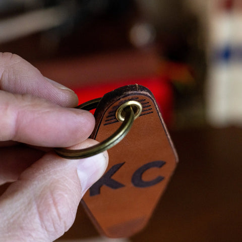 Handcrafted KC Leather Keychain – Durable Veg-Tanned Bridle Leather | Made in USA KC Laser Co 