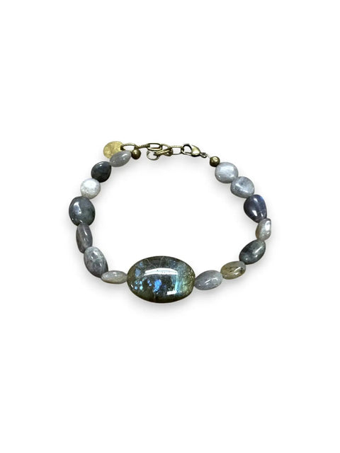Handcrafted Labradorite Gemstone Bracelet 7 Inch With Oval Cabochon – Natural Iridescent Jewelry | Made in USA Michelle Marie Boutique  Bracelets