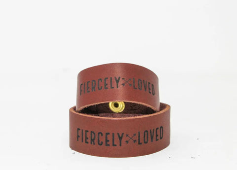 Handcrafted Leather Fiercely Loved Cuff Bracelet – American Made Wristband | Made in USA Urban Southern  Accessories