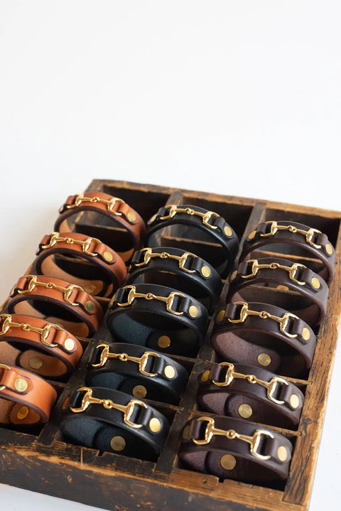 Handcrafted Leather Horse Bit Bracelet 8-9 Inch – Equestrian Style Jewelry | Made in USA Millstream Home  Apparel