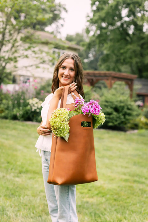 Handcrafted Leather Market Tote Bag – Spacious Reusable Grocery Carrier | Made in USA Urban Southern  Totes